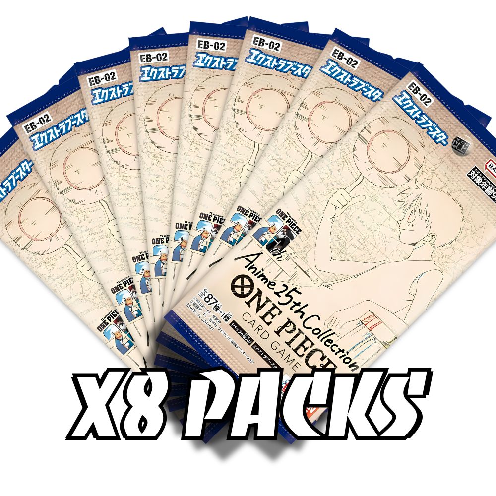 ONE PIECE TCG: EB-02 Japanese Booster Pack Bundle (X8 PACKS)  - Anime 25th Collection -