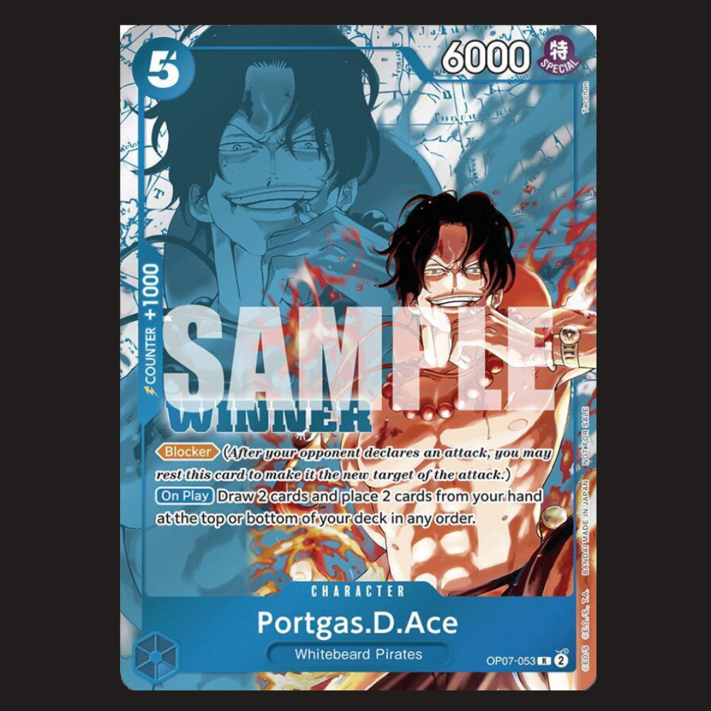 (Pre-owned) English Portgas.D.Ace Winner Stamped Promo OP07-053 - Winner Pack 2024 - Near Mint