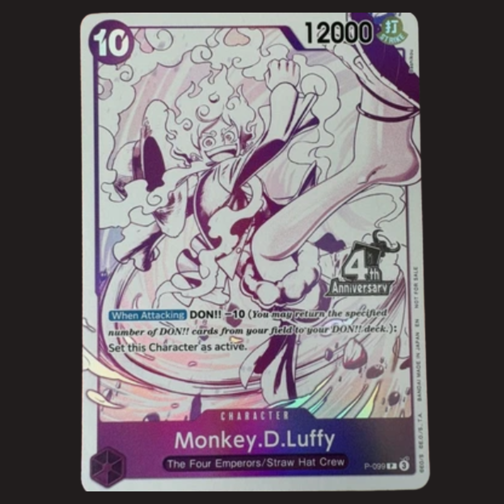 (Pre-owned) English Monkey.D.Luffy 4th Anniversary Promo P-099 (OP17) - The World's Strongest Warriors - Near Mint