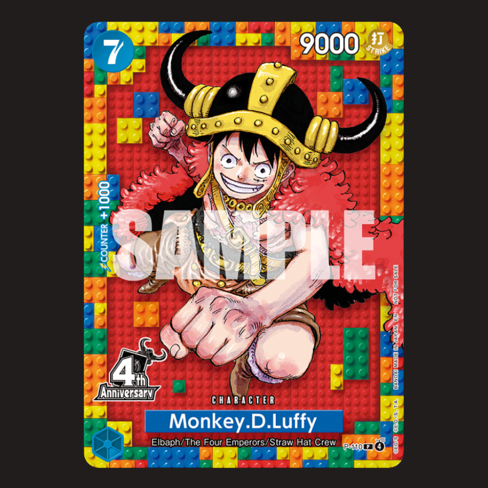 (Pre-owned) English Monkey.D.Luffy (Lego) Stamped Promo P-110 - 4th Anniversary Event - Near Mint