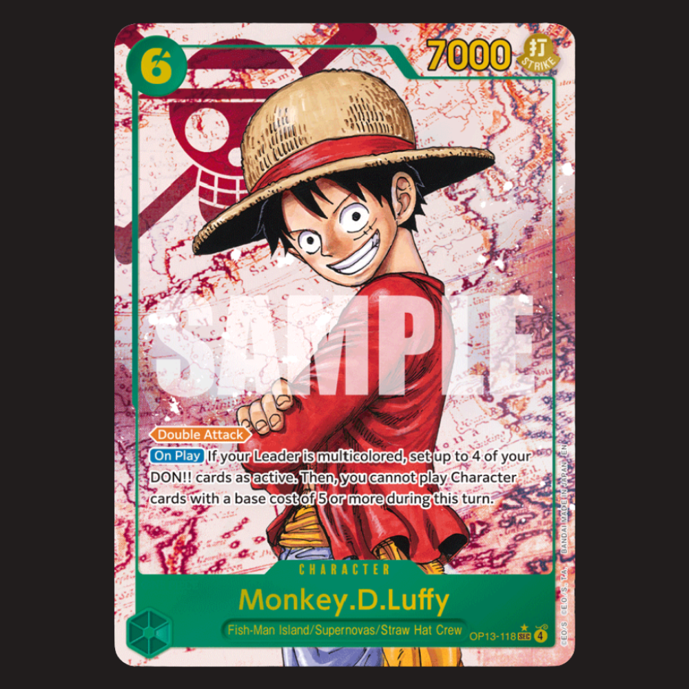(Pre-owned) English Monkey.D.Luffy Alt Art OP13-118 - Carrying On His Will - Near Mint