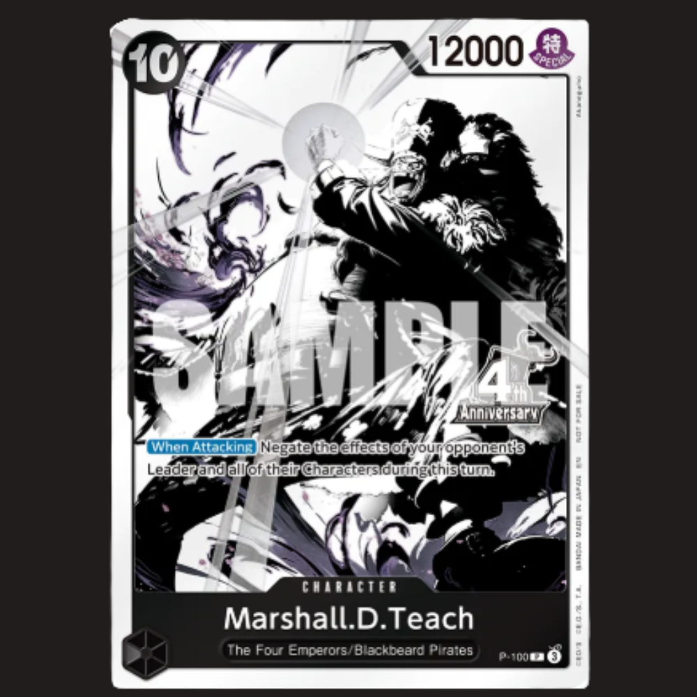 (Pre-owned) English Marshall.D.Teach 4th Anniversary Promo P-100 (OP17) - The World's Strongest Warriors - Near Mint